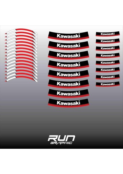 Kawasaki Motorsiklet Kırmızı Jant Şeridi Jant Içi Yazılı 17 Inc Uyumlu