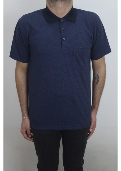 Fistan Store Erkek Desenli Klasik Kesim Rahat Kalıp Tek Cepli Polo Yaka Tişört