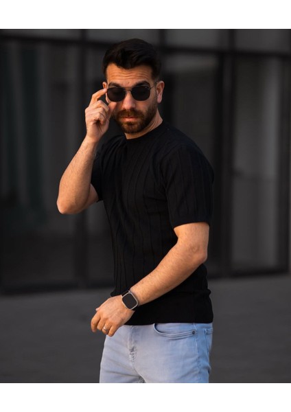 Bisiklet Yaka Triko Örme T-Shirt fiyatları