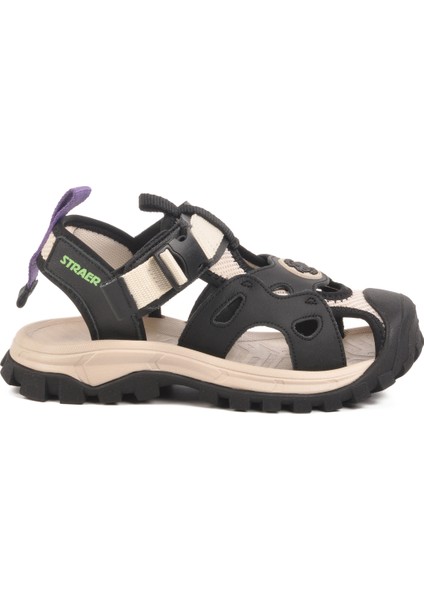 Siyah Cırtlı Hafif Unisex Çocuk Spor Sandalet 25Y614 F