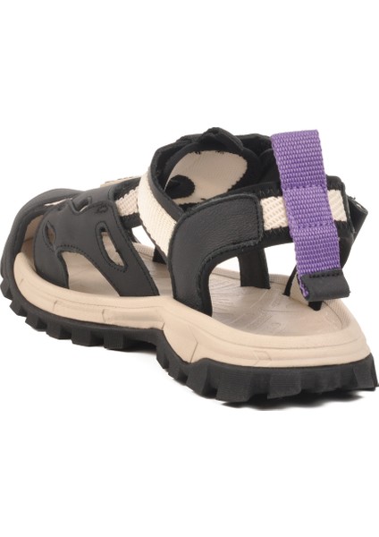 Siyah Cırtlı Hafif Unisex Çocuk Spor Sandalet 25Y614 F
