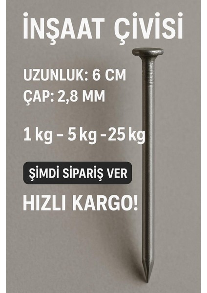 Inşaat Çivisi 6'lık (6cm x 2,80MM)