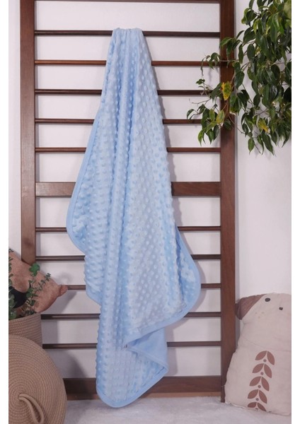 Nohut Desen Bebek Battaniye Mevsimlik Tek Kat 80X90 (Krem-Mavi-Pembe)