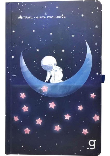 Defter Astral 13*21 Dikişli Sert KPK.96YP Çizgili Pembe Yıldız