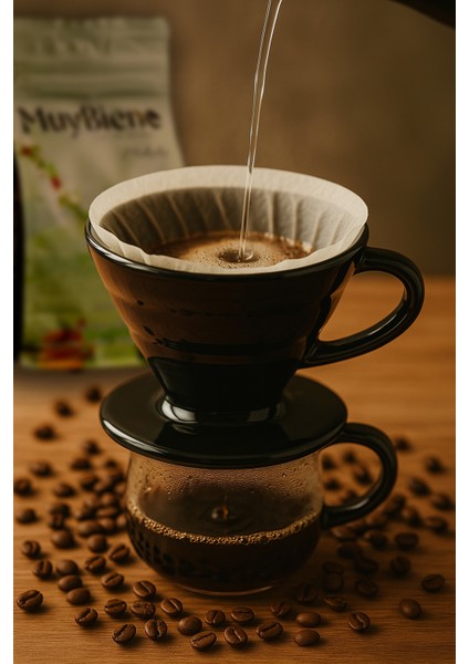 Siyah Seramik Dripper ve Demleme Kağıdı Seti fırsatları