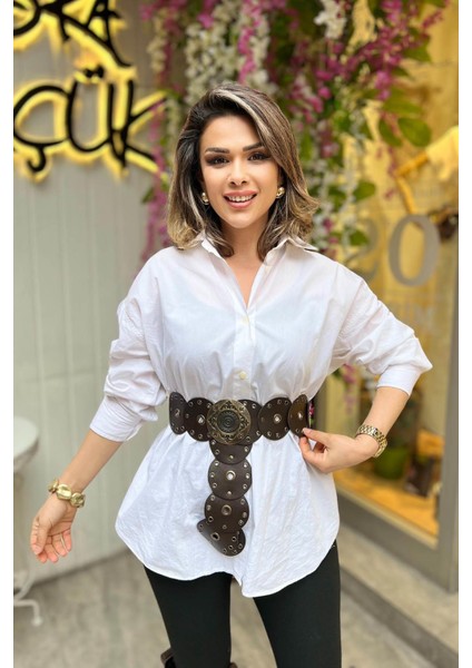 Zımbalı Kovboy Kemer Acı Kahve