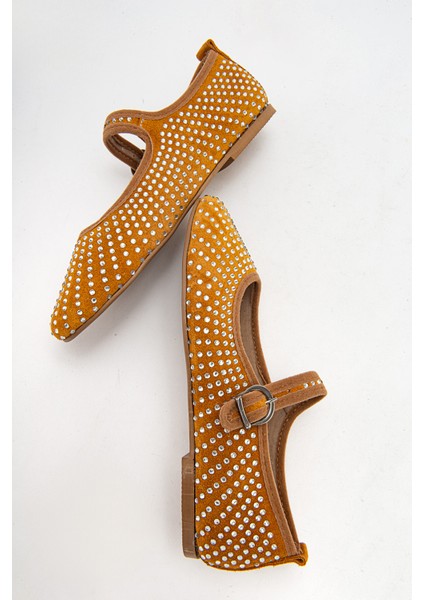 Kadın Babet Yuvarlak Burun Taşlı Günlük Ayakkabı Gerçek Deri Zy 7988 fırsatları