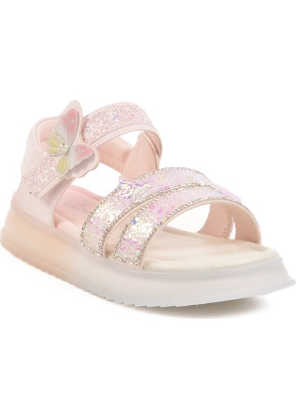 Pembe Cırtlı Taş Işlemli Kız Çocuk Sandalet 25Y600 F