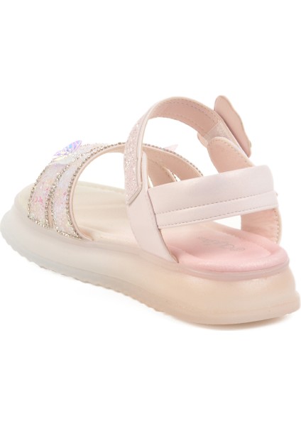 Pembe Cırtlı Taş Işlemli Kız Çocuk Sandalet 25Y600 F