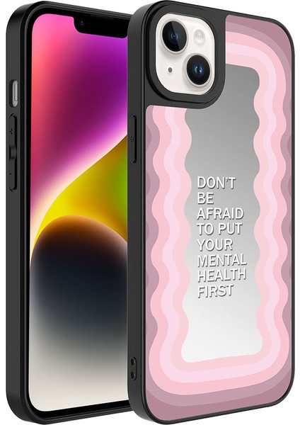 iPhone 14 Plus Uyumlu Aynalı Desenli Kamera Korumalı Parlak Tkdr Mirror Kapak-Ayna