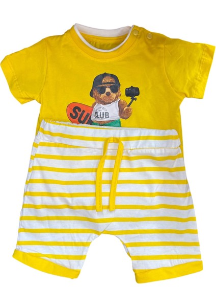 Surf's Up Çıtçıtlı Yaka Üst Tşört,şort Alt Üst Takım Erkek Bebek