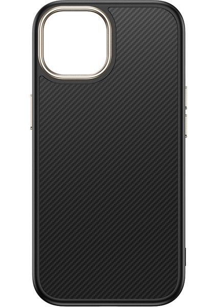 iPhone 13 Kılıf M-Safe Şarj Özellikli Karbon Fiber Görünümlü Tkdr Antina Kapak - Siyah-Gri