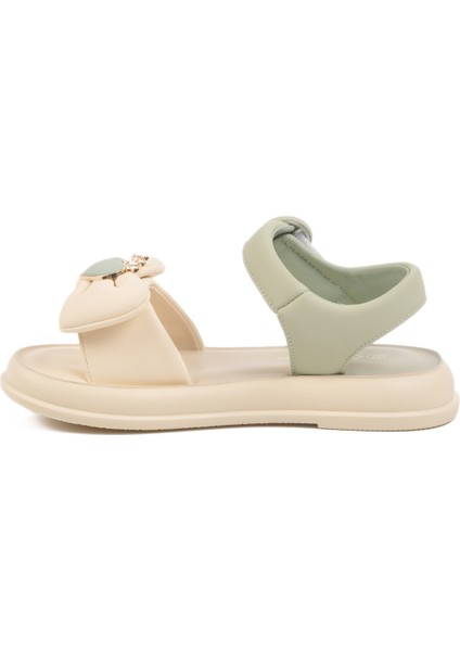 Yeşil Hafif Esnek Taşlı Kız Çocuk Sandalet 25Y600-5 F