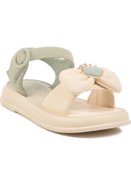 Yeşil Hafif Esnek Taşlı Kız Çocuk Sandalet 25Y600-5 F