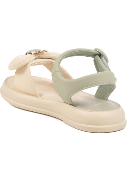 Yeşil Hafif Esnek Taşlı Kız Çocuk Sandalet 25Y600-5 F
