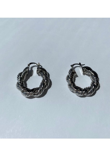 Ithal Vintage Kalın Burgu Silver Halka Küpe (3cm) modelleri