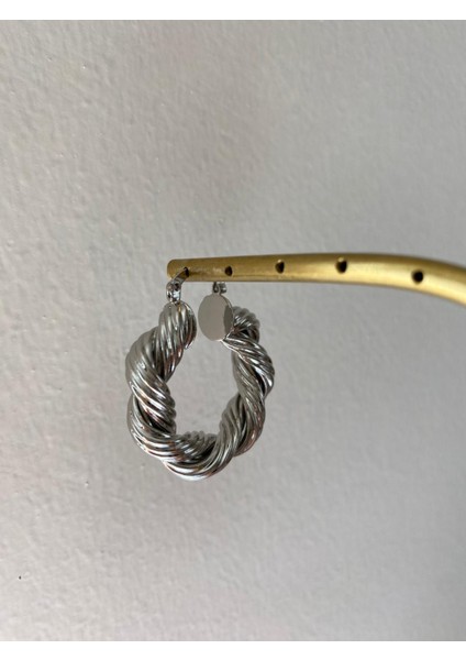 Ithal Vintage Kalın Burgu Silver Halka Küpe (3cm) fırsatları