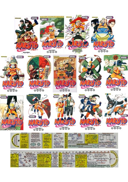 Naruto 10-11-12-13-14-15-16-17-18-19-20-21-22-23. Ciltler Manga Seti + Mat. Öğreten Cetvel