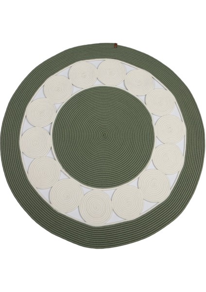 Reygon Ege 3 Haki Daire Dekoratif El Örgüsü Kilim Yolluk Halı