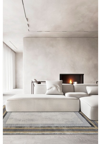 Enti Naturel 1705 Gri Sarı Yumuşak Dokulu Parlak Görünümlü Halı Kesme Yolluk fiyatları