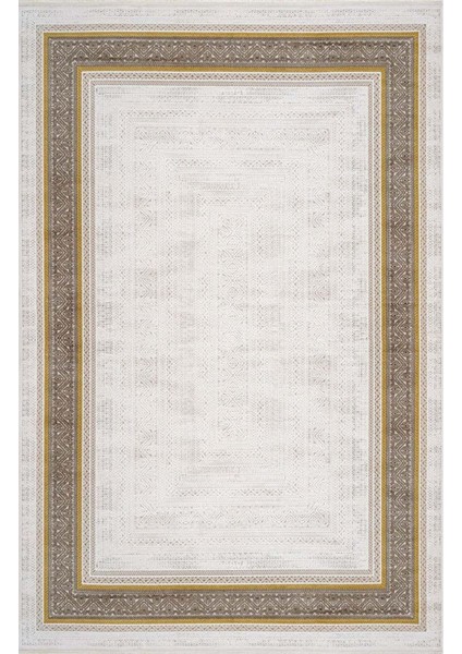 Luxess Valeria 1074 Bej Halı Kilim Kaymaz Taban Yıkanabilir Salon Mutfak Kesme Yolluk