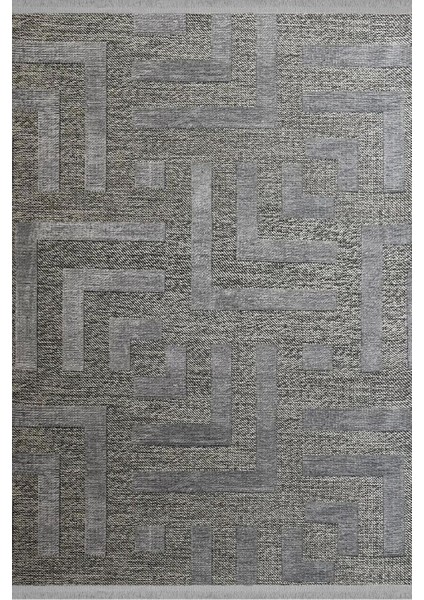 Decoser Hereke 058 Koyu Gri Hav Toz Vermez Salon Halısı Kesme Halı Yolluk