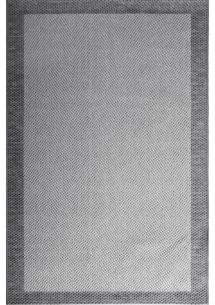 Decoser Hasır 8063 Gri Antrasit Halı Kilim Kaymaz Taban Salon Mutfak Kesme Yolluk