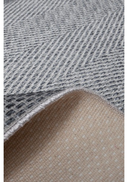 Decoser Hasır 8063 Gri Antrasit Halı Kilim Kaymaz Taban Salon Mutfak Kesme Yolluk
