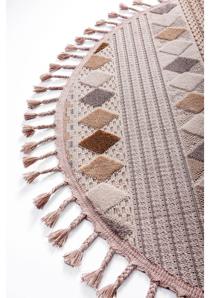 Enti Bonn 8807 Bej Daire Iskandinav Halı Salon Halısı Kesme Halı Yolluk fırsatları