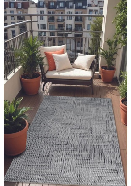 Decoser Hasır 8052 Gri Halı Kilim Kaymaz Taban Salon Mutfak Kesme Yolluk