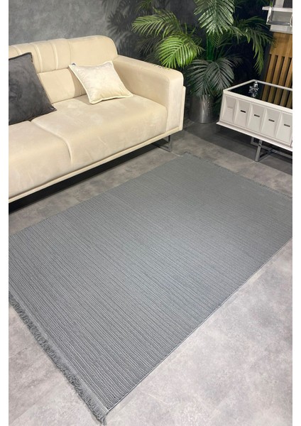 Luxess Bukle 1120 Antrasit Hav Toz Vermez Salon Halısı Kesme Halı Yolluk Kaymaz Taban Halı