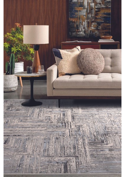 Madrid 1005 Gri Halı Kilim Kaymaz Taban Salon Mutfak Kesme Yolluk Makine Halısı