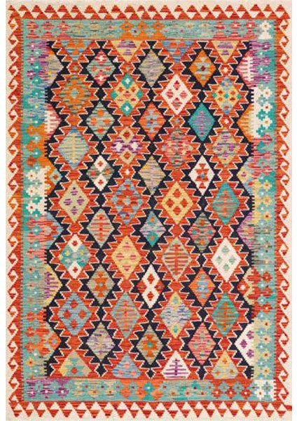 Etnik TD1132 Halı Kilim Kaymaz Taban Yıkanabilir Salon Mutfak Kesme Yolluk Makine Halısı