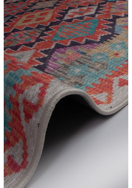 Etnik TD1132 Halı Kilim Kaymaz Taban Yıkanabilir Salon Mutfak Kesme Yolluk Makine Halısı