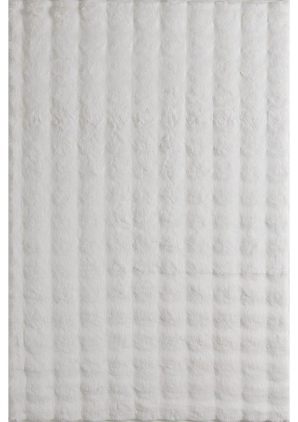 Enti Nice 9301 Beyaz Yıkanabilir Kabartmalı Yumuşak Halı Kaymaz Suni Kürk Tavşan Post Peluş