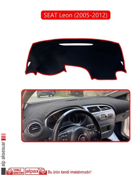 Seat Leon 2005-2012 Ön Örtüsü Göğüs Panel Torpido Koruma Koruyucu Kılıf Kırmızı
