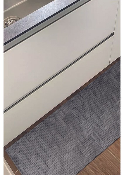 Decoser Hasır 8053 Antrasit Halı Kilim Kaymaz Taban Salon Mutfak Kesme Yolluk