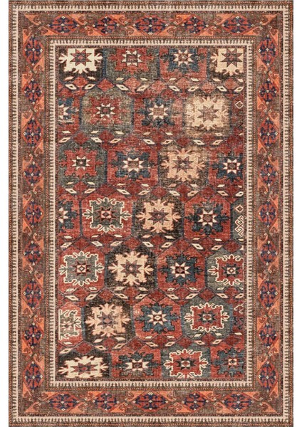 Norm Halı Allure 50-540 Kiremit Eskitme Halı Etnik Otantik Dokuma Şönil Yıkanabilir Salon Halısı