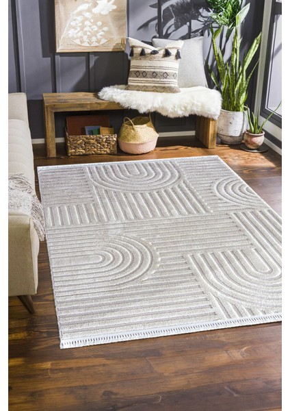 Enti Step 2213 Krem Hav Toz Vermez Yumuşak Dokulu Mutfak Koridor Oturma Grubu Halı