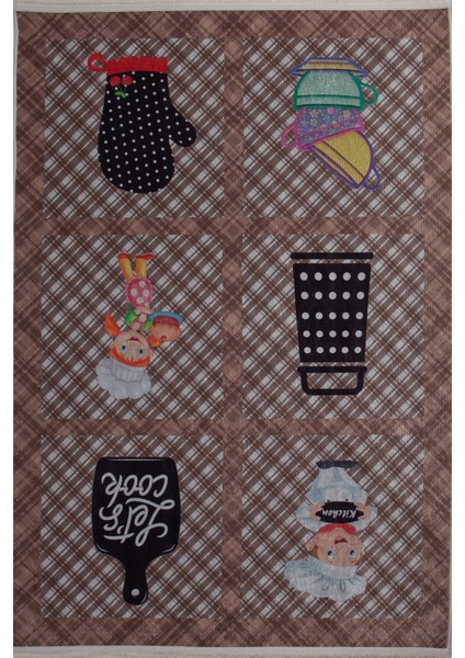 Türkmen GLORIATD554-04 Halı Kilim Kaymaz Taban Yıkanabilir Salon Mutfak Kesme Yolluk