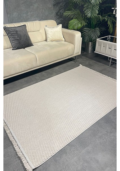 Luxess Dizayn 1063 Bej Kaymaz Taban Kesme Yolluk Mutfak Halısı Modern Salon Halısı