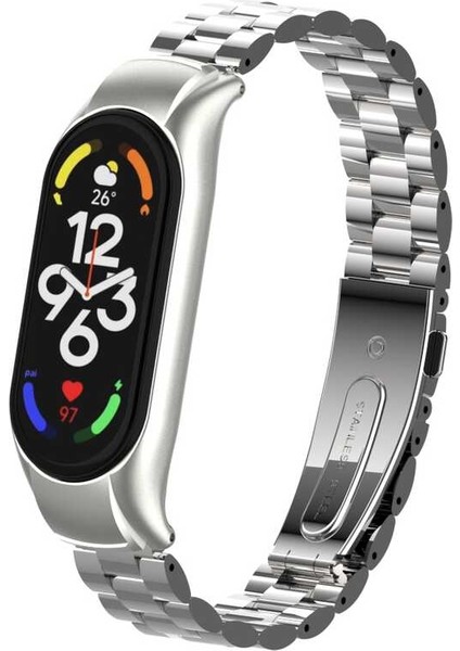 Xiaomi Mi Band 7 Uyumlu Krd-04 Metal Kordon Zore - Gümüş