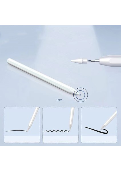 Zore Pencil 09 Palm-Rejection Magnetik Şarj ve Eğim Özellikli Dokunmatik Çizim Kalemi-Beyaz