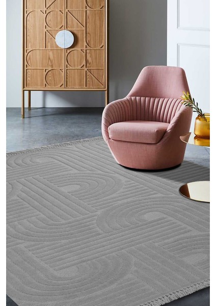 Luxess Dizayn 1090 Gri Kaymaz Taban Kesme Yolluk Mutfak Halısı Modern Salon Halısı modelleri