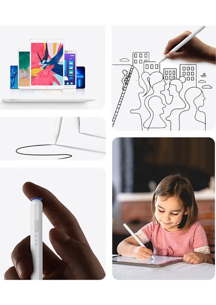 Zore Pencil 10 Magnetik Şarj ve Eğim Özellikli Dokunmatik Çizim Kalemi-Beyaz