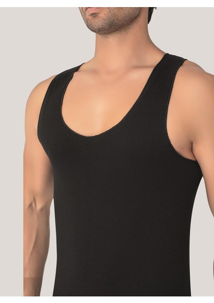 Erkek Görünmez Atlet Hayalet Atlet Siyah %100 Pamuklu Penye 2'li Paket modelleri