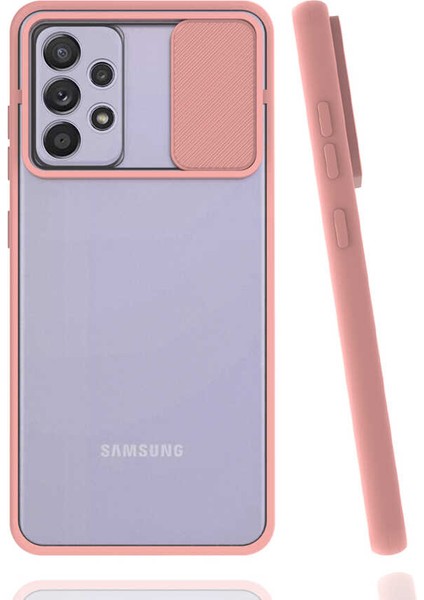 Galaxy A52 Kılıf Hgea Lensi Kapak-Pembe Açık