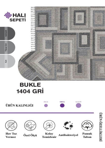 Enti Bukle 1404 Gri Iskandinav Halı Kesme Yolluk Salon Halı Koridor Oturma Odası Halısı fırsatları