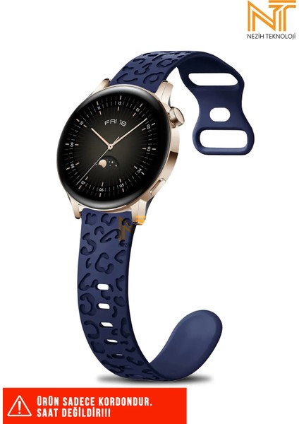 Huawei Watch Gt-Gt2-Gt3 42MM Elegant 20MM Uyumlu 5d Leopar Desenli Silikon Kordon