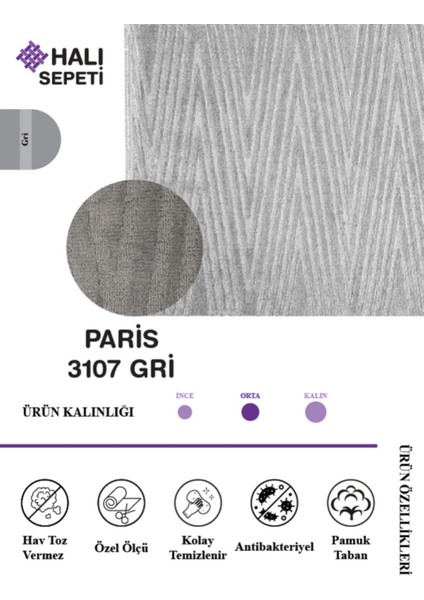 Enti Eyfel 3107 Gri Yumuşak Dokulu Koridor Mutfak Yatak Odası Halı Klim Kesme fiyatları